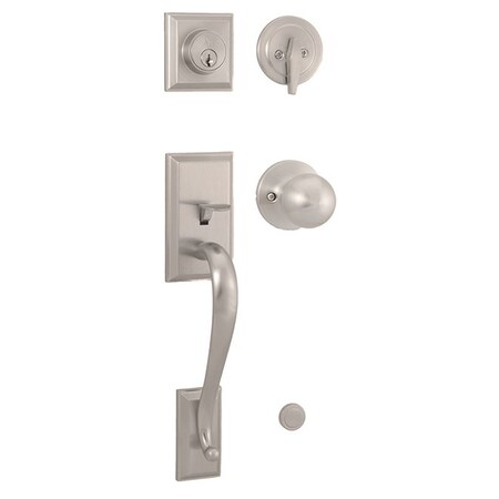 Weslock Mercy Single Cylinder Handleset with Hudson Trim Satin Nickel Finish 02830-NGNFR2D